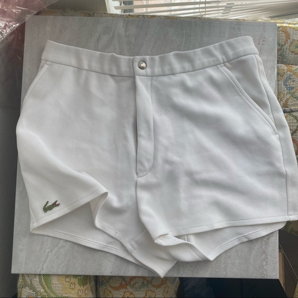 Lacoste Other - VINTAGE 1970s Lacoste Polyester Knit White Shorty Athletic Shorts